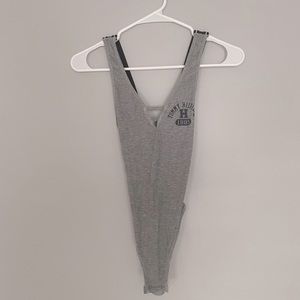 Tommy Hilfiger — cross back gray cloth bodysuit